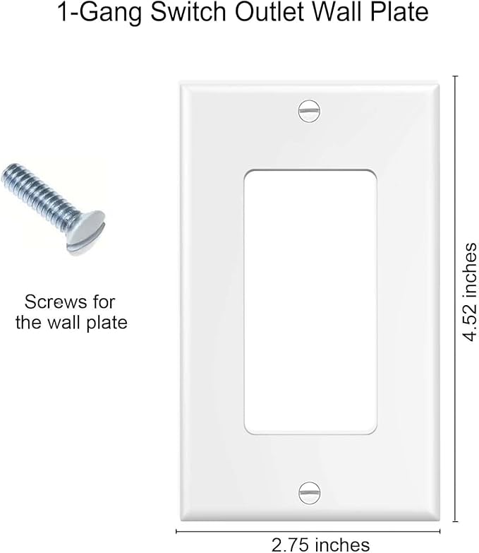 ZEFTV Decorator Wall Plates 1-Gang Switch Outlet Electrical Cover Plate Unbreakable Thermoplastic Faceplate for Light Receptacle Outlet Switch, White (4 Pack)