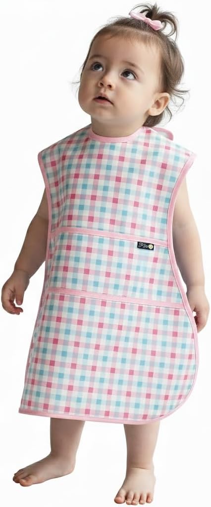 Plie Full Coverage Waterproof Feeding Bib for Toddlers – Extra Long Apron Bib for Mealtime, Self-Feeding, High Chairn