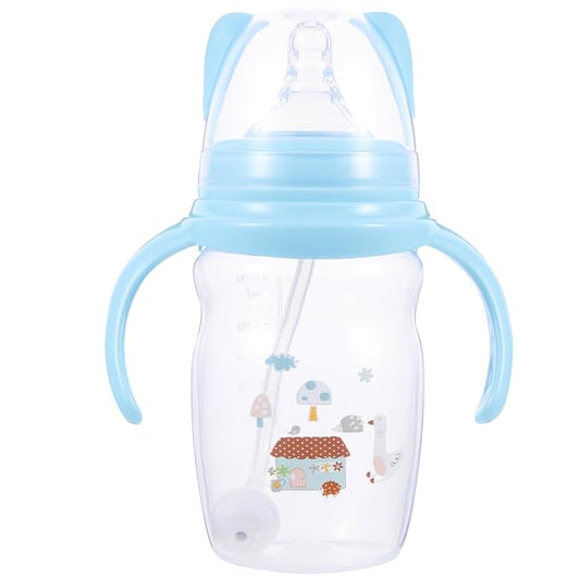 Milisten 1pc Boy Girl Straw Cup Boy Girl Milk Bottle Bloating Straw Bottle Double Handles