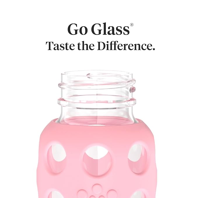 Lifefactory 4-Ounce Glass Baby Bottle with Protective Silicone Sleeve and Stage 1 Nipple Pink (LF110003C4)