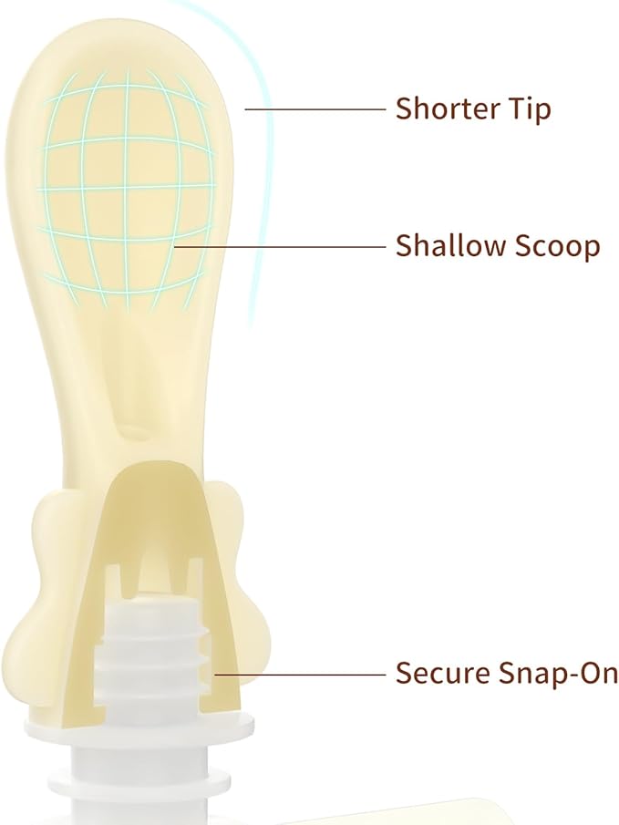 Baby Food Pouch Spoon Attachment (5-Pack, Blossom) ??Designed for Small Mouths & Stage 1 Weaning ??Ultra-Soft Silicone Feeder for Sensitive Gums ??Universal Fit Pouch Topper with Travel Cases