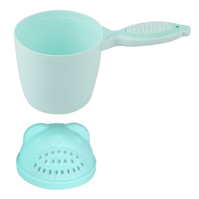 Dioche Baby Bath Cute Baby Shampoo Cup with Fish Handle - Safe PP Material, Eye Protection for Kids, Easy Clean Detachable Design - Pink Color (Green)