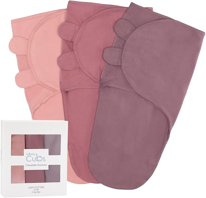 Comfy Cubs 100% Cotton Waffle Weave Blanket and Easy Adjustable 3 Pack Infant Sleep Sack Wrap Bundled