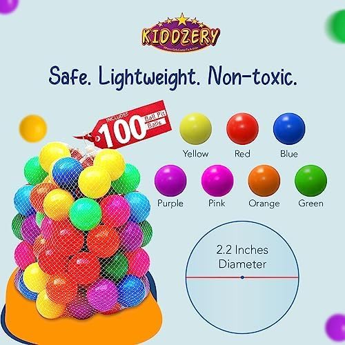 Kids Play Tent with 100 Balls ??Extra Large 56?³x50??Pop-Up Ball Pit ??Indoor/Outdoor Playhouse with Mesh Windows & Carry Bag