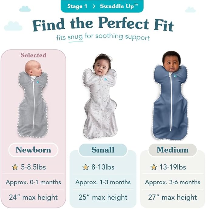 Love to Dream Swaddle UP, Baby Sleep Sack, Self-Soothing Swaddles for Newborns, Improves Sleep, Secure Fit Helps Calm Startle Reflex, New Born Essentials for Baby, 5-8.5 lbs, Stripe Denim