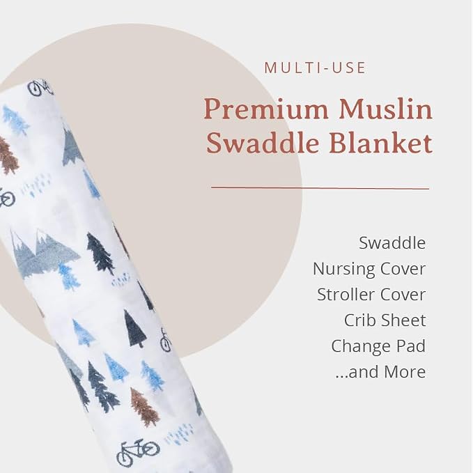 Lulujo Baby 100% Cotton Muslin Swaddle Blanket, 47 x 47-Inches, Mountain Top