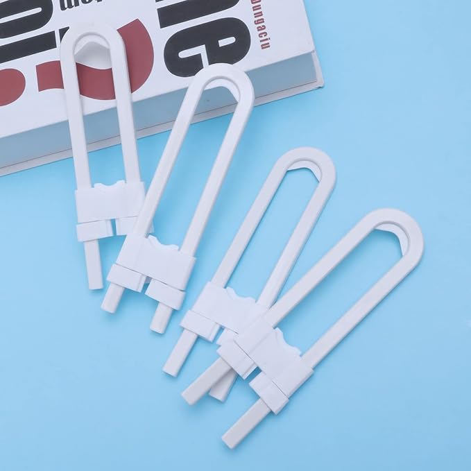 Toyvian 4-pack Childproof Drawer Locks Baby Latches for Kitchen Closet Sliding Doors No Drilling Needed U-shaped Locks
