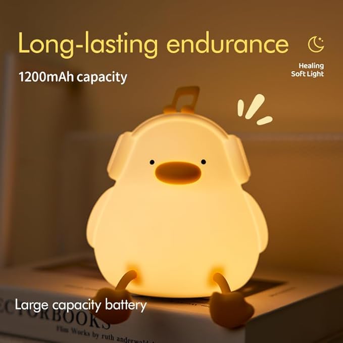 ATSUI Night Light for Kids, Squishy Duck Design, 3 Level Dimmable, Silicone Construction