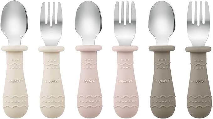PandaEar 9-Piece Toddler Plates & Utensils Set, 3-Pack Suction Plates with 3 Spoons & 3 Forks, Silicone Baby Feeding Set