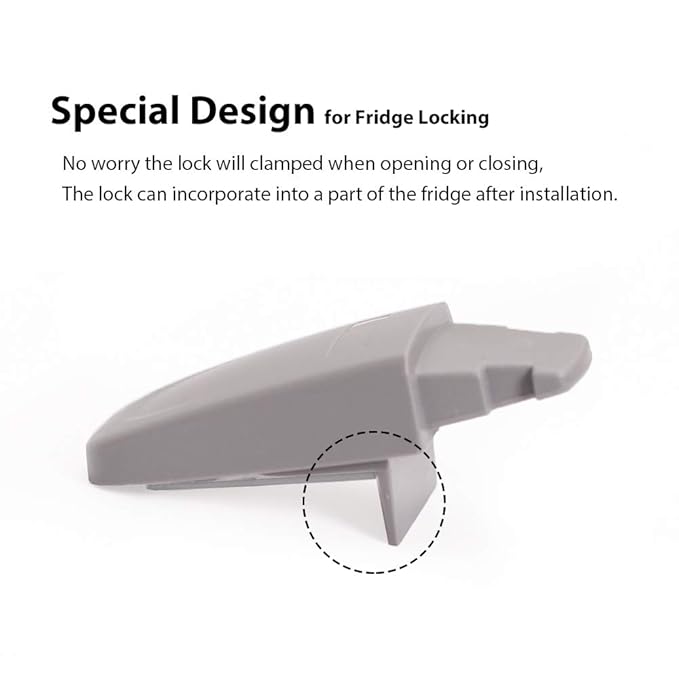 Eudemon Home Refrigerator Fridge Freezer Door Lock Latch Catch Toddler Kids Child Cabinet Locks Baby Safety Child Lock Easy to Install and Use Adhesive no Tools Need or Drill (Grey,1 Pack)