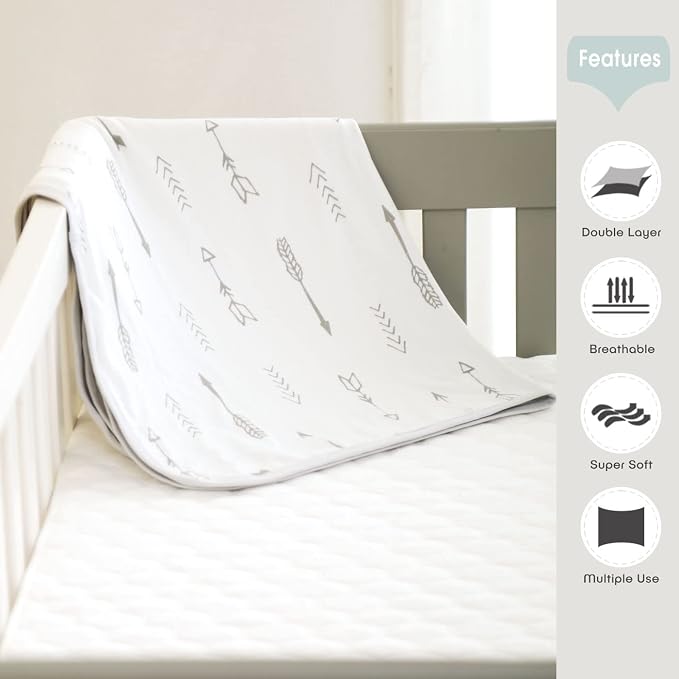 GRSSDER Baby Blankets Super Soft Jersey Knit Swaddle Blanket for Baby Girls and Boys, Double Layer Receiving Blankets 34 x 44 Inches Extra Large for Baby Swaddling, Simple Arrow