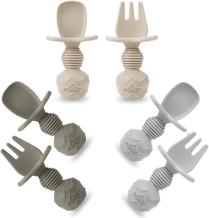 PandaEar Silicone Baby Spoons and Fork Feeding Set