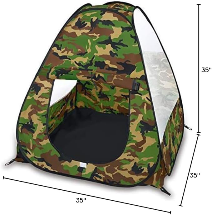 Military Pop Up Play Tent - Collapsible Army Indoor Outdoor Camouflage Playhouse Hunting Toy for Kids