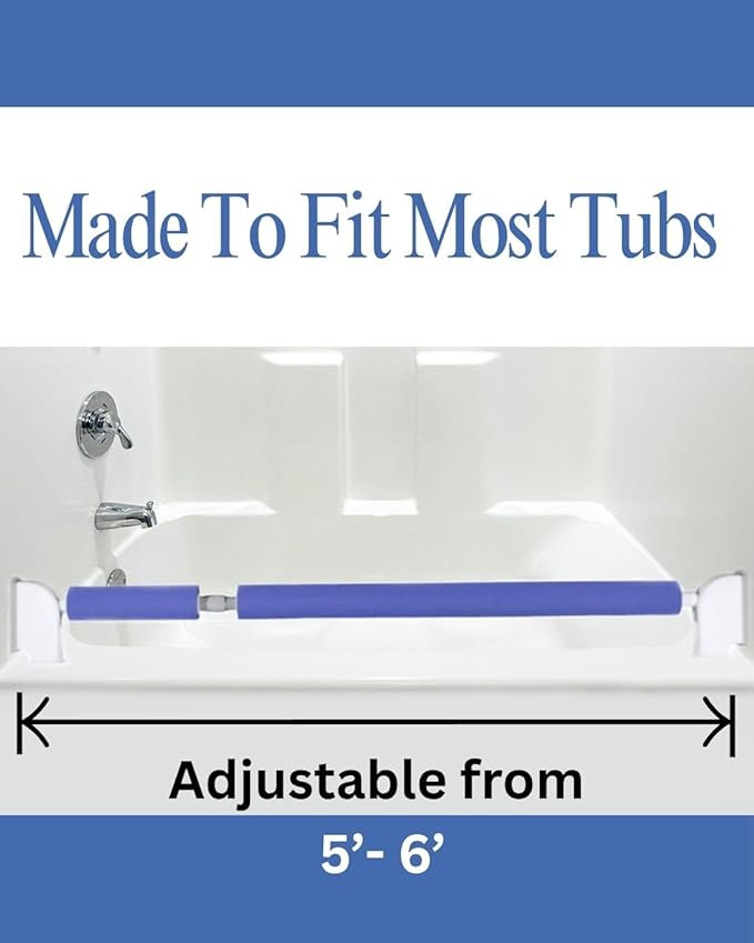 Bathtub Baby Gate Toddler Safety Bar - Non Slip Adjustable Height Bar for Baby Proofing, Child Proof Toddler Bath, Kids Bathroom Child Safety Products (Blue)