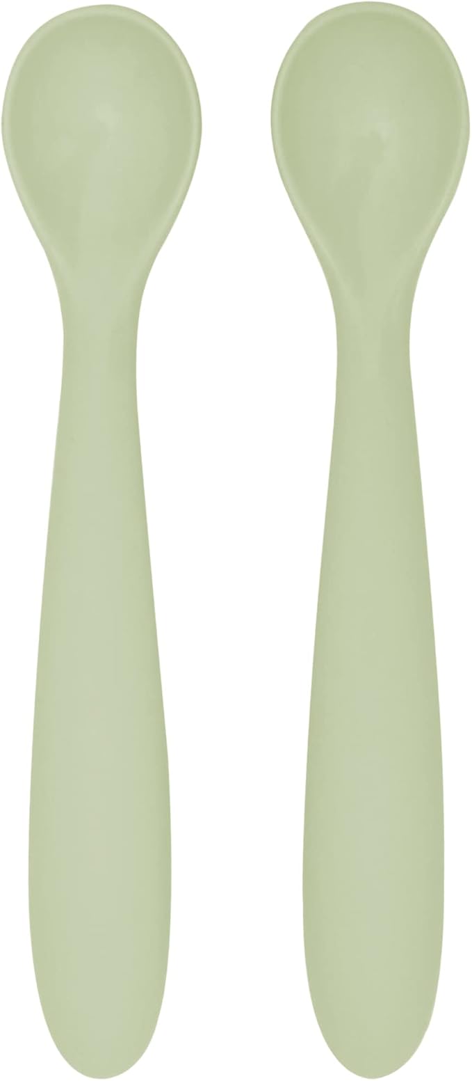 dollop Silicone Baby Feeding Spoon | 2 pack | BPA Free | Dishwasher Safe (Soft Eucalyptus)