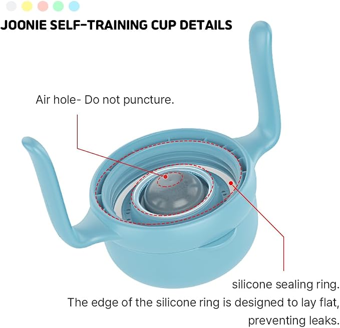 JOONIE Self Training Sippy Cups with Handles for Toddlers 1-3, Spill Proof 360 Cup with Lid, 210ml (7 oz) (Pink)