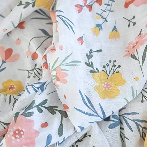 GRACED SOFT LUXURIES Muslin Swaddle Blankets | Breathable, Luxury, Soft & Decorative Baby Swaddle Blanket | Floral Burst/Diamond Dot, 2-Pack - 47" x 47"