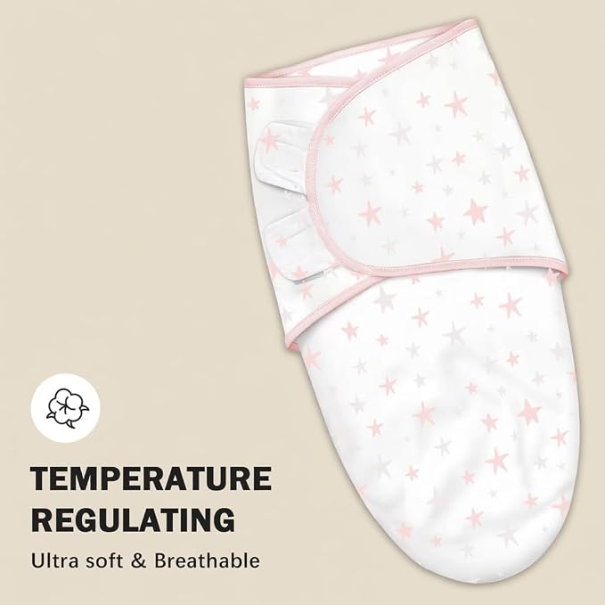 Cute Castle 3-Pack Baby Swaddle Sleep Sacks - Newborn Swaddle Sack - Ergonomic Baby Swaddles Blanket Warp for Boys and Girls - Baby Essentials (0-6 Months - Pink, Moon, Stars)