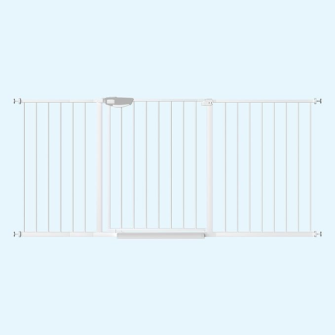 WAOWAO Triple Lock 77.17-84.65" Baby Gate Extra Wide Pressure Mounted Walk Through Swing Auto Close Safety Black Metal Dog Pet Puppy for Stairs,Doorways,Kitchen