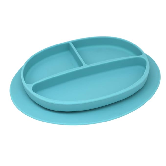 Silicone Suction Plate for Babies and Toddlers - Unbreakable, First Stage, Non-Toxic, BPA-Free, Turquoise