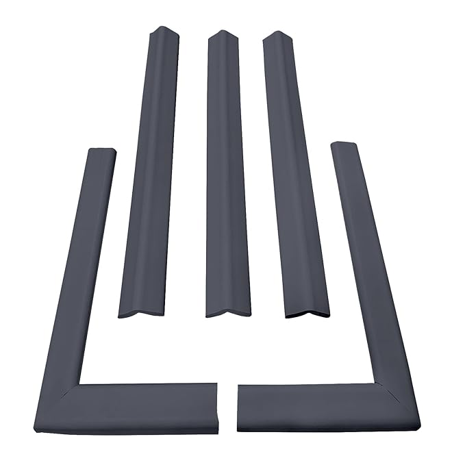 Cardinal Gates KEPK Large Hearth Pad Kit - Fireplace Baby Proofing - Adhesive Backed Fireplace Bumpers for Babies - 12.5 Feet of Padding with 3 Straight Pieces & 2 Corners - Made in The USA - Gray