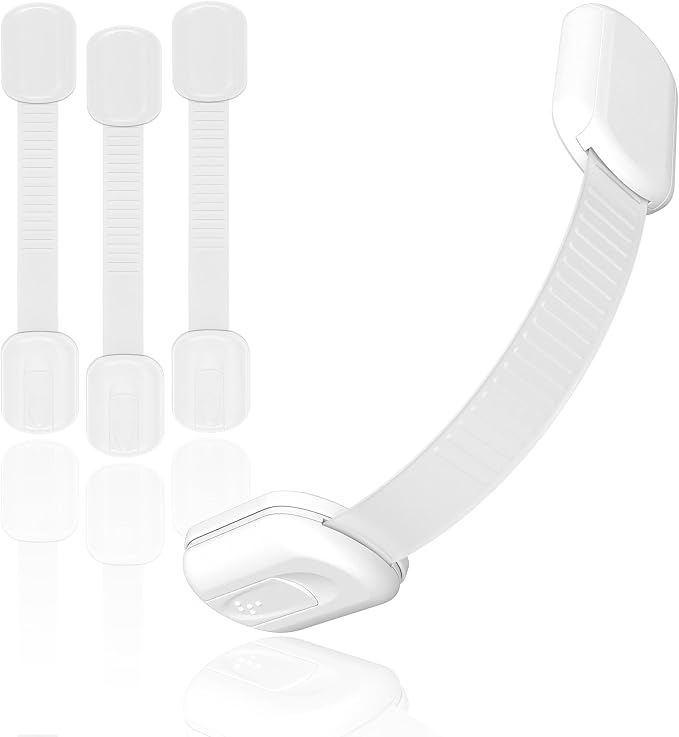 Cabinet Locks Provide Effective Baby Proofing - No Screws and Magnets Required Multi-purpose Suitable for Furniture Ovens Drawers Kitchens Toilet Seats (A - White, 1 pack of 4)