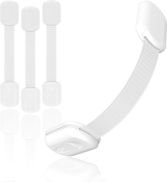Cabinet Locks Provide Effective Baby Proofing - No Screws and Magnets Required Multi-purpose Suitable for Furniture Ovens Drawers Kitchens Toilet Seats (A - White, 1 pack of 4)