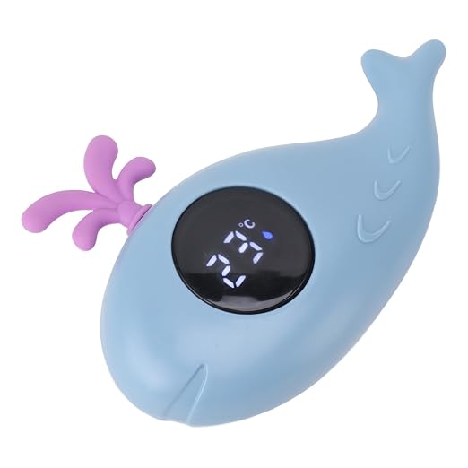 Baby Bath Thermometer Cute Whale Shape Digital Water Measurement for Newborn Parents (Blue)