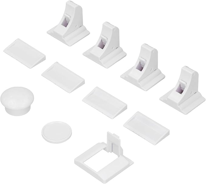 YWBL-WH Magnetic Concealed Drawer Lock Child Proof Cabinet Lock Baby Safety for Home Cabinet, with No Drill Tape Adhesive, Rotating Buckle Design, Super Adhesive Easy Scrub