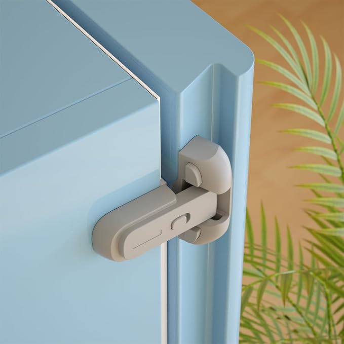 SAFELON 1 Pack Baby Safety Fridge Lock, Child Proof Refrigerator Freezer Door Lock, Protect Refrigerators with Damaged Sealing Strips (Grey)