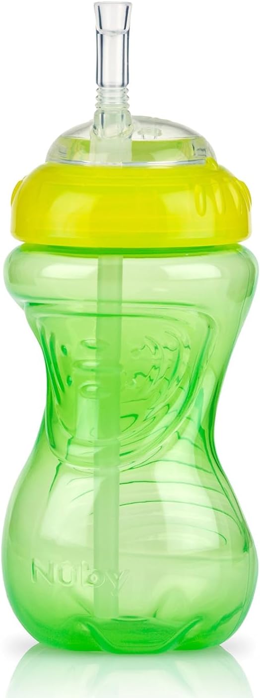 Nuby No-Spill Sippy Cup with Flex Straw for Boys - (3-Pack) 10-Ounce Bottles - Training Sippy Cups for Toddlers 12+ Months