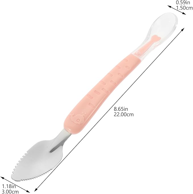 TIDTALEO Double-head Stainless Steel and Silicone Spoon with Storage Box Fruit Puree Scraping and Feeding Utensil Lightweight Portable Cutlery for Self-feeding and Weaning Essentials