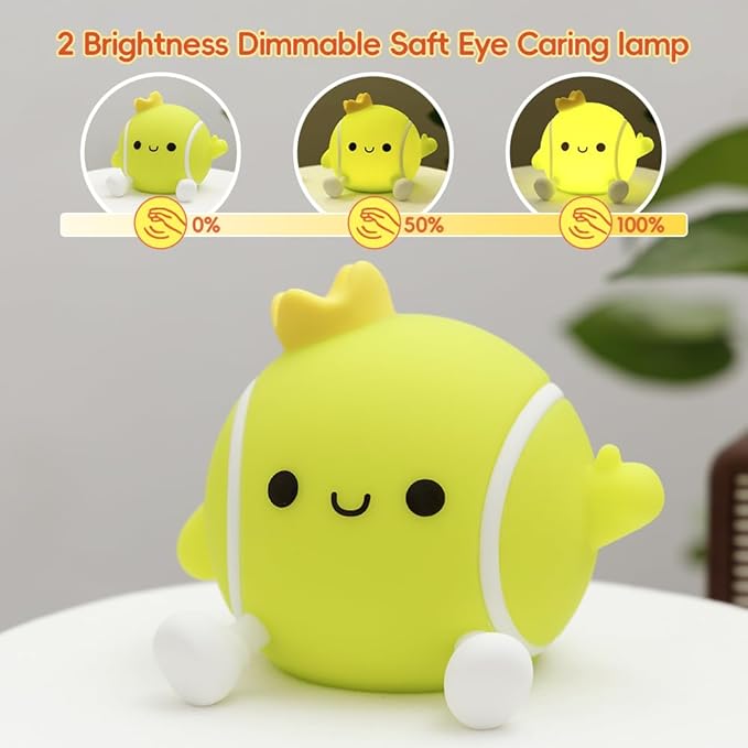 Cute Tennis Night Light, Nursery Night Lamp for Breastfeeding, Squishy Silicone LED Night Lamp, Rechargeable Touch Lamp Bedside Lamp, 2 Levels Dimmable, Room Decor Gifts for Girls Boys Kids Baby