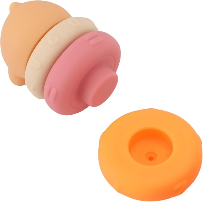 Baby Stacking Rings Soft Plastic Toy Hippo Shape Educational Game for Toddlers Blue