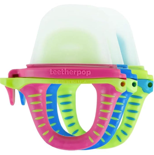 Teetherpop Fillable Freezable Teethers for Babies - Breastmilk Teether with Spill-Proof Sippy Slits ??Teething Popsicle for Baby, Liquids & Purées, Cooling Teething Relief Feeder Pacifier - Limon Set