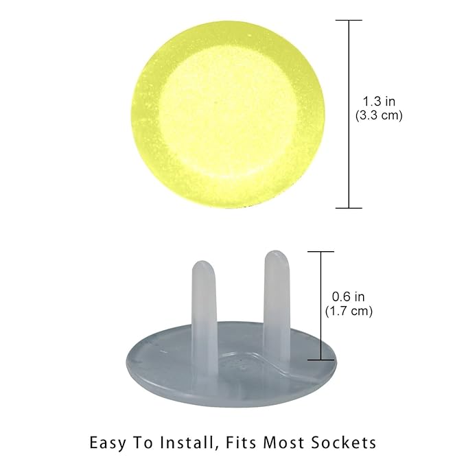 Outlet Covers (12/24 Pack)??Pure Luminous Yellow Color Outlet Plug Covers ??Baby Safety Child Proof