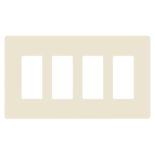 ENERLITES Screwless Decorator Wall Plates Child Safe Outlet Covers, Gloss Finish, Medium Size 4-Gang 4.88" H x 8.58??L, Unbreakable Polycarbonate Thermoplastic, SI8834M-LA, Light Almond
