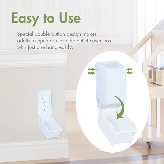 EUDEMON Baby Safety Electrical Outlet Cover Box Childproof Large Plug Cover for Babyproofing Outlets Easy to Install & Use (1 Pack,White)