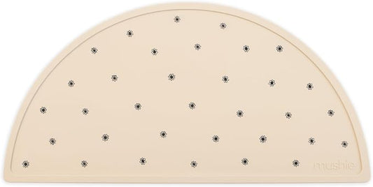 mushie Silicone Placemat for Kids | BPA-Free Non-Slip Design (Black Daisy)