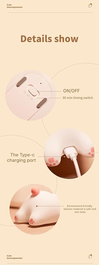 ATSUI Rabbit Night Light, LED Squishy Novelty Animal Night Lamp, Food Grade Silicone 3 Level Dimmable Nursery Nightlight for Desk Decor, Funny Gifts Stuff for Boys Girls Baby, White Elephant Gifts