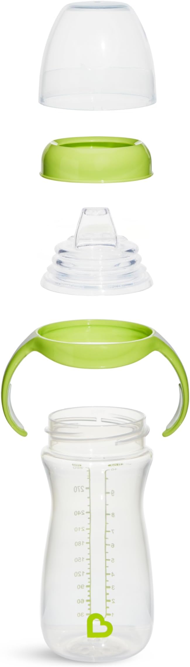 Munchkin Gentle Transition Baby Sippy Cup, Baby's First Sippy - Helps Babies & Toddlers Transitioning from Bottles to Cups, Spill Proof, 9 Months & Up, 10 Ounce, Green (Pack of 2)