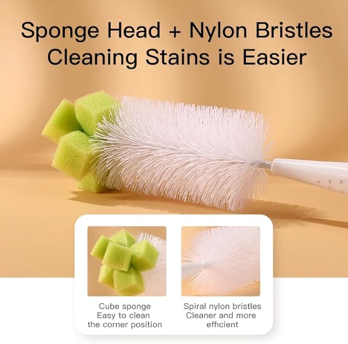 Sponge Bottle Cleaner, 4-in-1 Cup Lid Gap Brush Cleaner, Silicone Bottle Cleaning Brush for Tumbler, Water Bottle, Baby Bottle, Straws