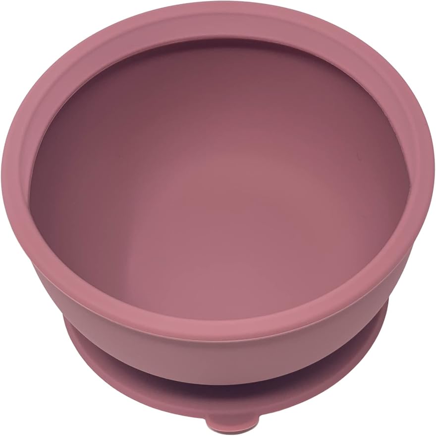 | Silicone Assist Plate and Assist Bowl Combo Pack for Toddler and Baby | Baby-Led Feeding (Dusty Rose)