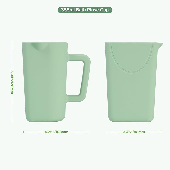 haakaa Gentle Pour Bath Rinse Cup | Food Grade Silicone Shampoo & Body Washing Rinser Cup for Kids with Easy Grip Handle - Pea Green
