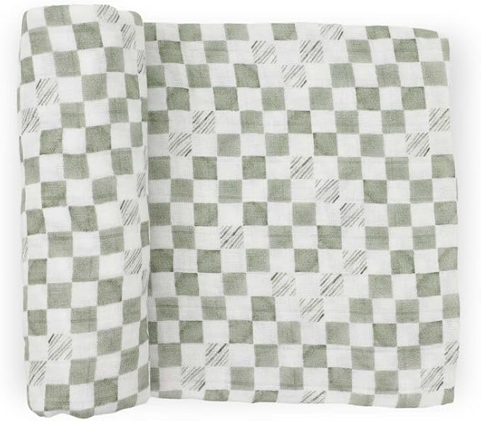 Little Unicorn Muslin Swaddle Blanket for Newborns & Infants | Soft & Breathable Fabric | Baby Blanket for Swaddling, Nursing, Shower Gifts (Green Checker)