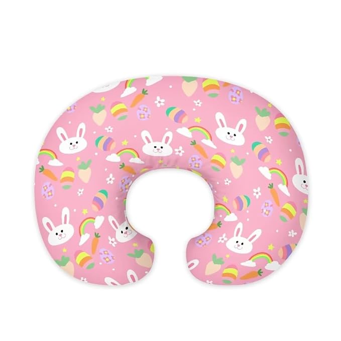 Stretchy Easter Egg Bunny Rainbow Breastfeeding Pillow Cover, Lightweight Neutral Baby Pillow Cover for Infant Snug,Best Choice for Mom or Baby