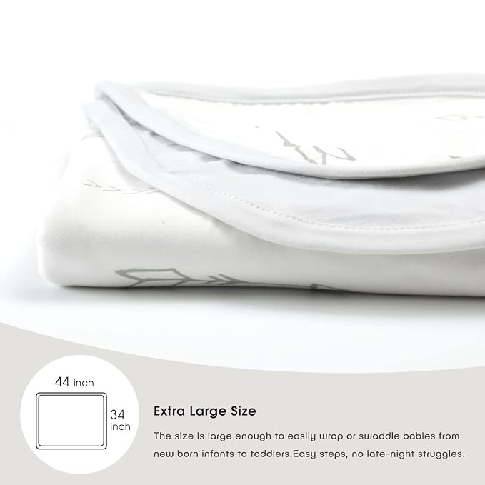 GRSSDER Baby Blankets Super Soft Jersey Knit Swaddle Blanket for Baby Girls and Boys, Double Layer Receiving Blankets 34 x 44 Inches Extra Large for Baby Swaddling, Simple Arrow