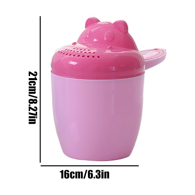 Tiny Tot Bath Rinse Cup - Child Shampoo Pourer, Cartoon Water Bucket for Hair Washing, Gentle Shower Accessory with Safety Grip, Bathroom Tool, Fun Bathing Aid for Daily Bathtub and Kids Bath Time