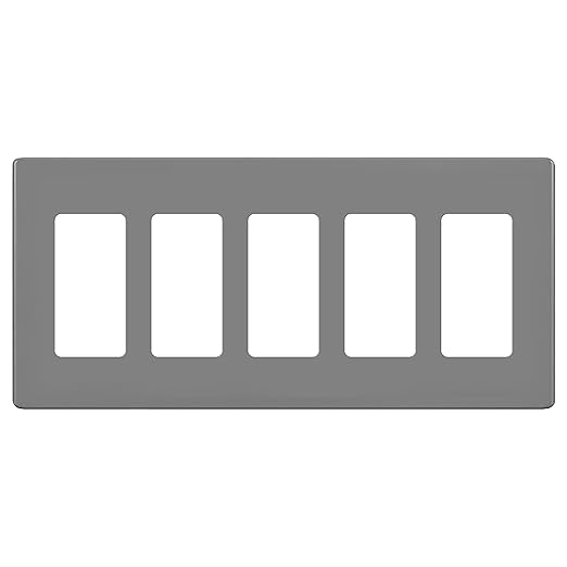 ENERLITES Screwless Decorator Switch Cover, Five Gang Outlet Wall Plate, Standard Size 5-Gang 4.68" x 10.14", Unbreakable Polycarbonate Thermoplastic, UL Listed, SI8835-GY, Gray