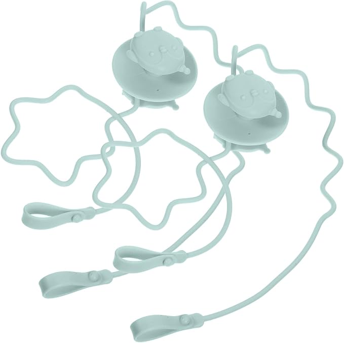 Toy Strap Spoons for Infant Spoon Fork Set Holder Anti-drop Chain Silicone Suction Cup Toddler Green Color